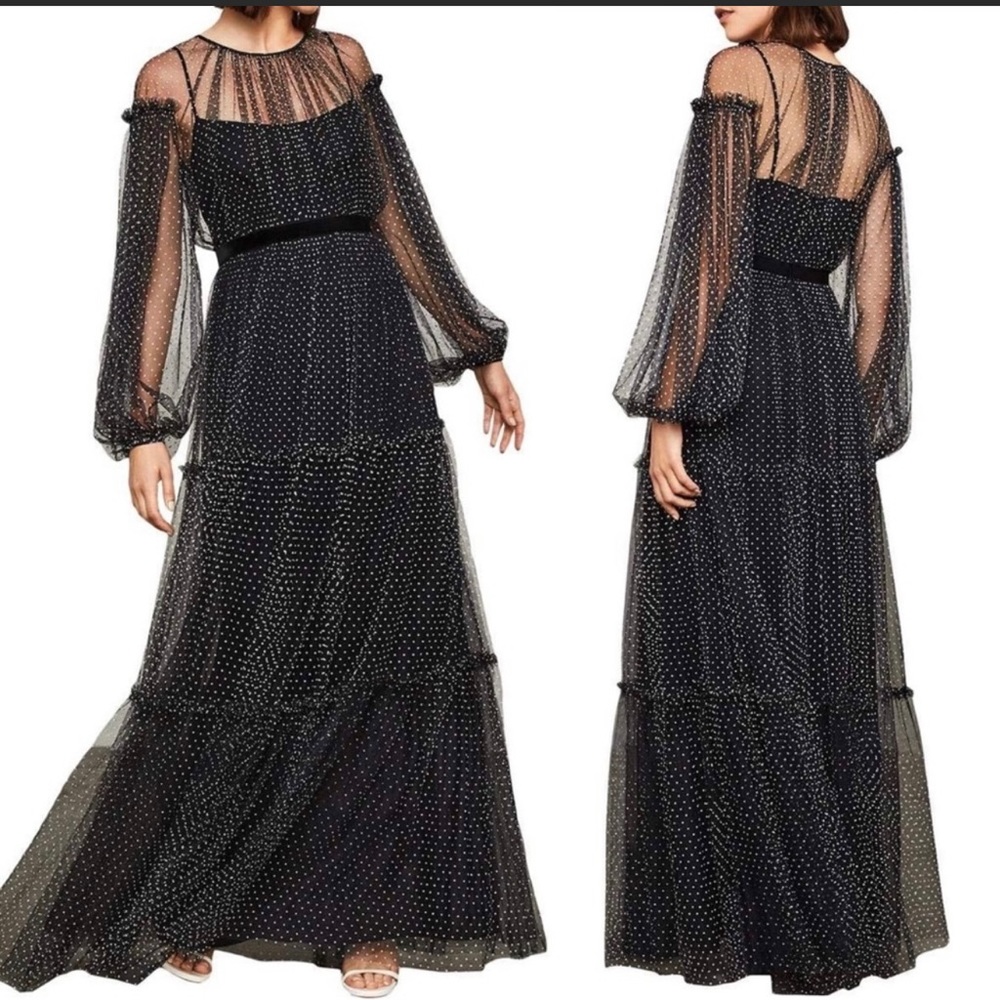 BCBGMaxazria flocked dot mesh dress